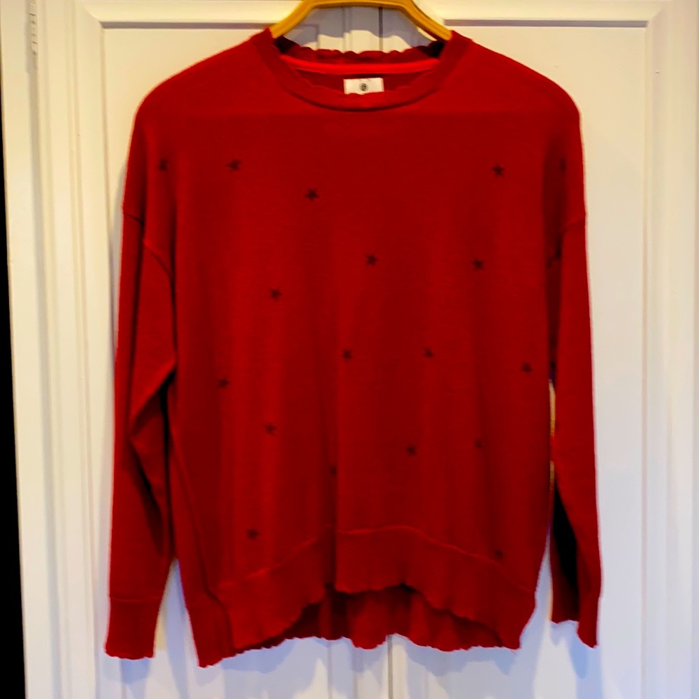 Anthropologie Red Crew Neck Sweater